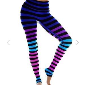 K-Deer signature striped leggings size large NWT